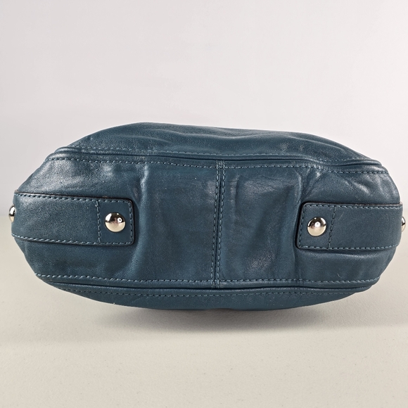 Coach F14707 Zoe Hobo Teal Full-Grain Leather Shoulder Bag Silver Hardware - Picture 5 of 12